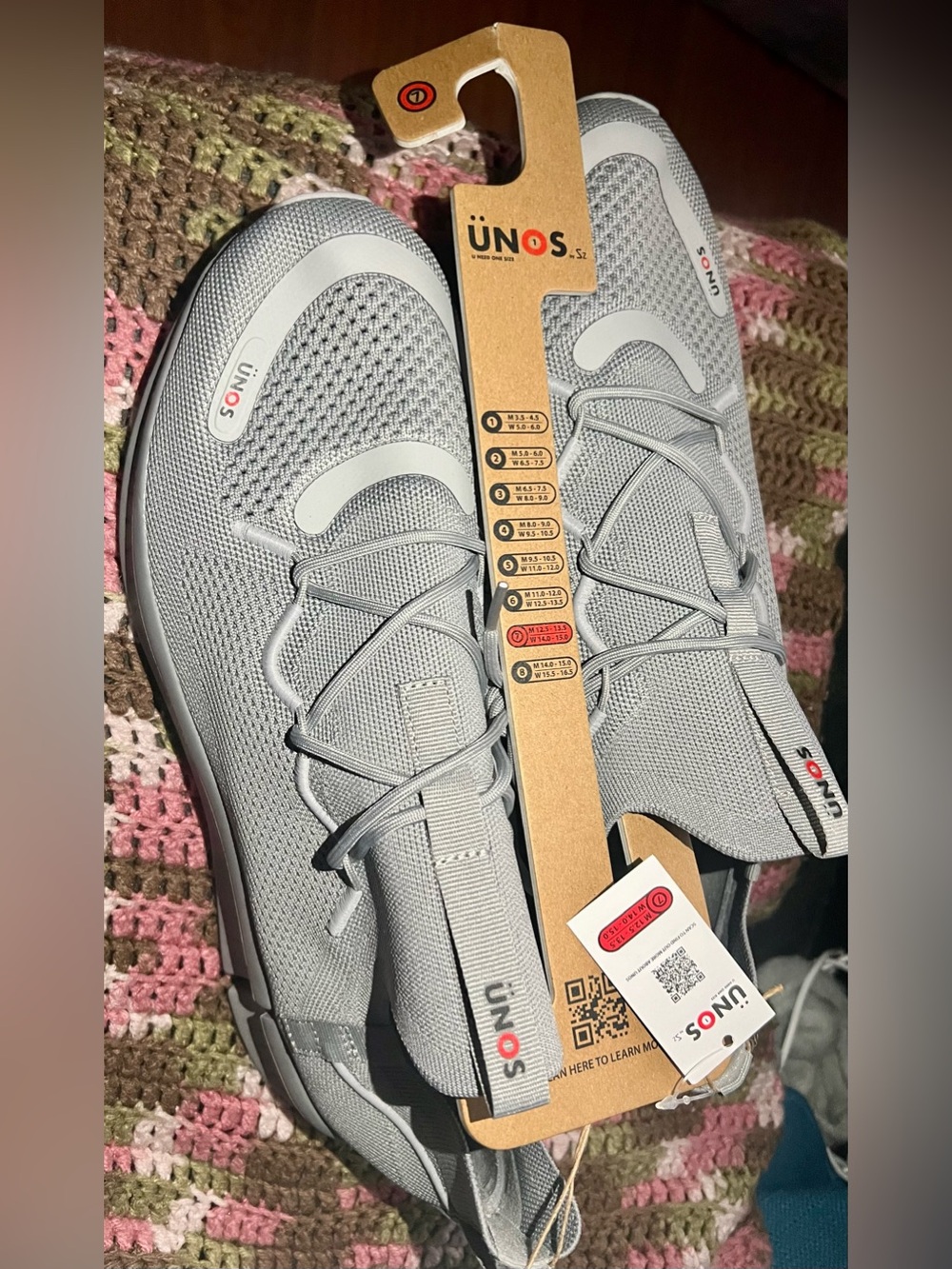 Unos Gray Knit Running Shoes Mens 12.5-13.5 women 14-15 NEW